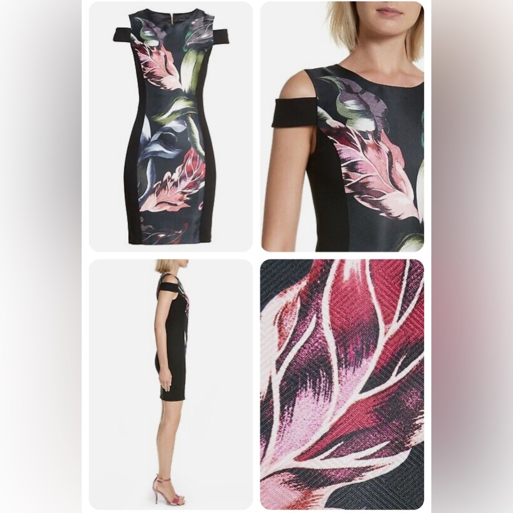 TED BAKER Black Floral Jacquard Eden Dress 0 0/2 XS